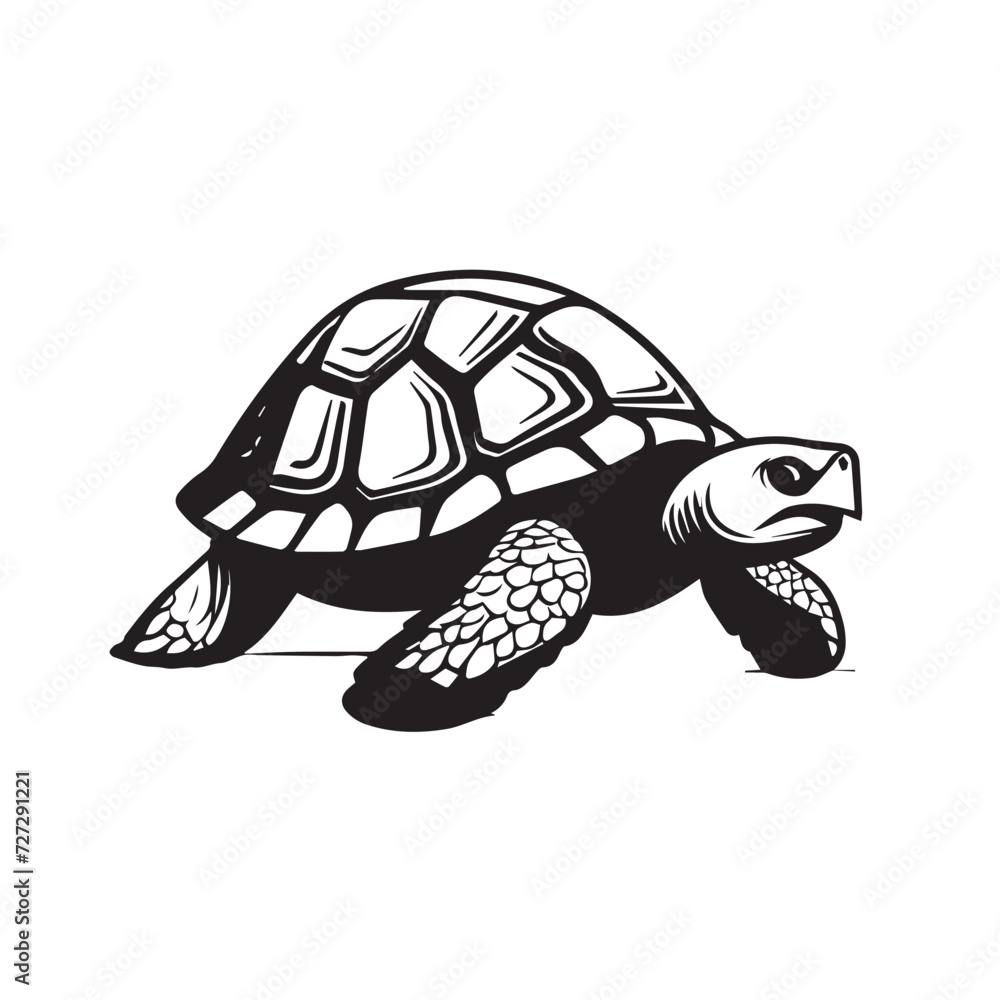 Fototapeta premium Tortoise in cartoon, doodle style . Image for t shirt. Isolated 2d vector illustration in logo, icon, sketch style, Eps 10, black and white. AI Generative