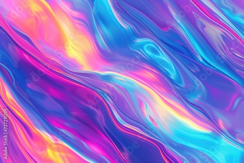 Holographic neon abstract with pastel color waves.