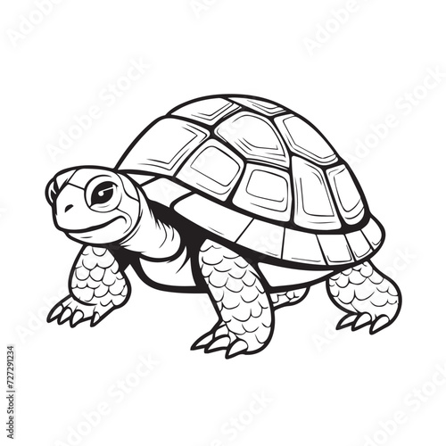 Tortoise in cartoon, doodle style . Image for t shirt. Isolated 2d vector illustration in logo, icon, sketch style, Eps 10, black and white. AI Generative