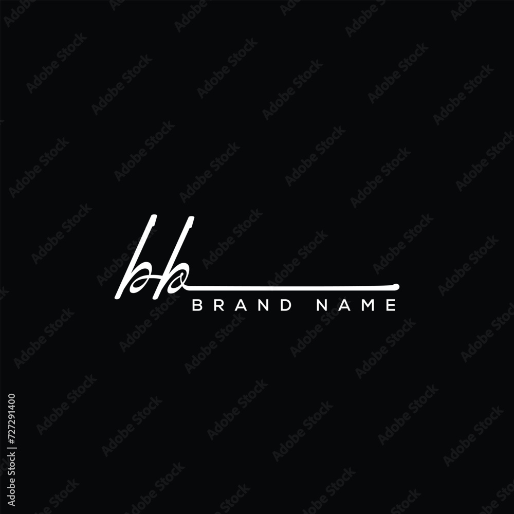 BB letter beauty handwriting vector logo.  - obrazy, fototapety, plakaty 