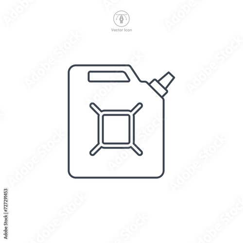 Can of fuel. Canister with gasoline Icon symbol vector illustration isolated on white background
