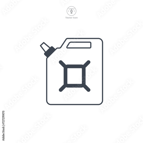 Can of fuel. Canister with gasoline Icon symbol vector illustration isolated on white background