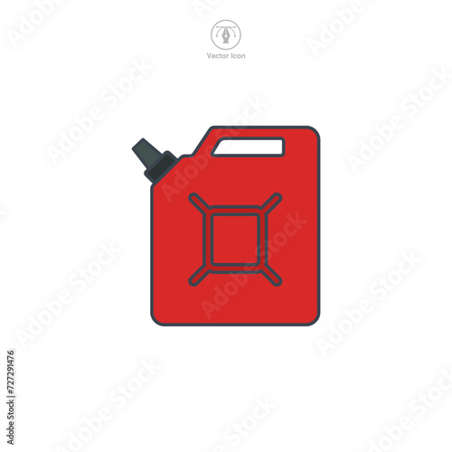 Can of fuel. Canister with gasoline Icon symbol vector illustration isolated on white background