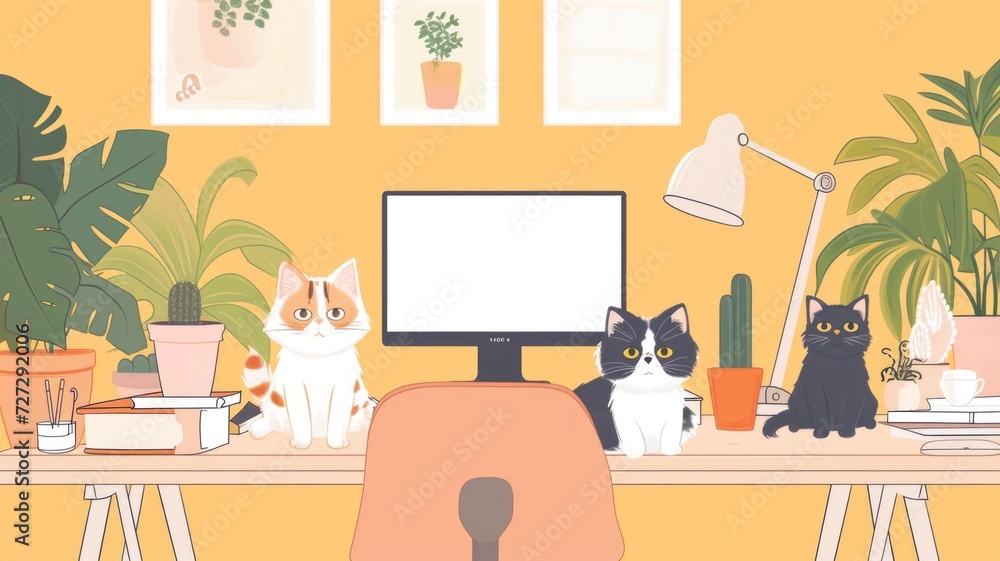 Fototapeta premium Take Your Cat to Work Day with office cat fashion and style