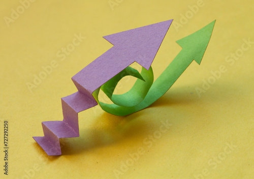 two competetive ways to win , paper arrows design template photo