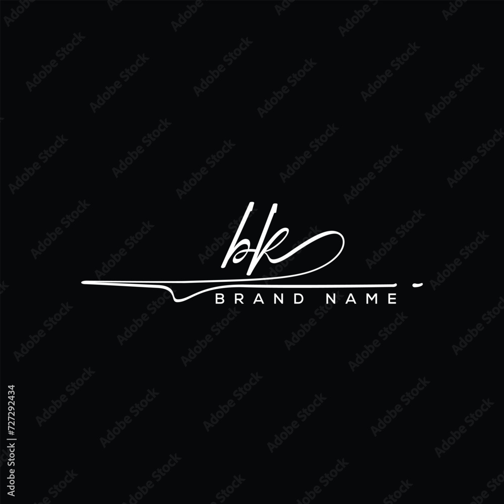 BK letter beauty handwriting vector logo. BK letter beauty handwriting vector logo.