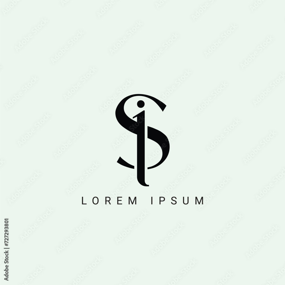 Fototapeta premium SI letter logo design. SI polygon, circle, triangle, hexagon, flat and simple style with white color variation letter logo set in one artboard. SI minimalist and classic logo. SI