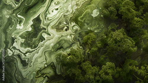 Aerial View of Lush Green Trees and Water