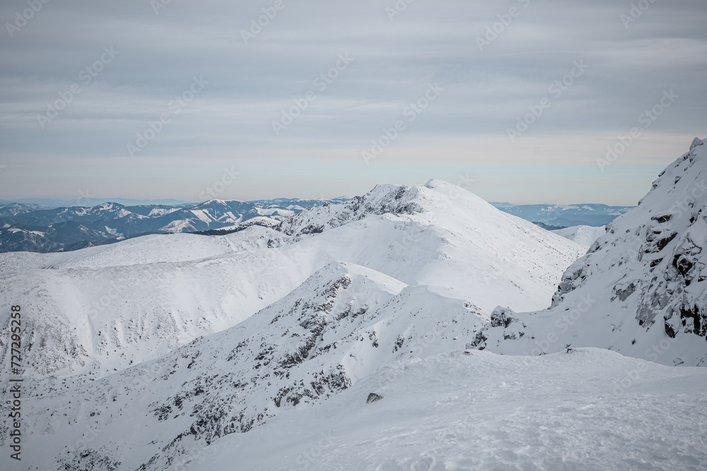 Landscape of snowy mountains with beautifull sky in the background Landscape of snowy mountains with beautifull sky in the background