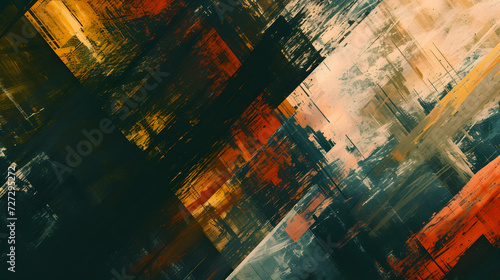 An Abstract Painting With Orange and Blue Colors