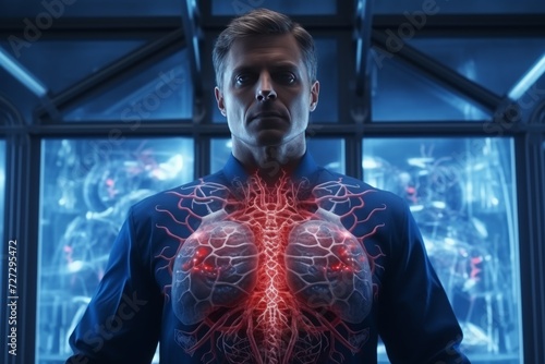 Futuristic medical health care innovation element on sci-fi conceptual background