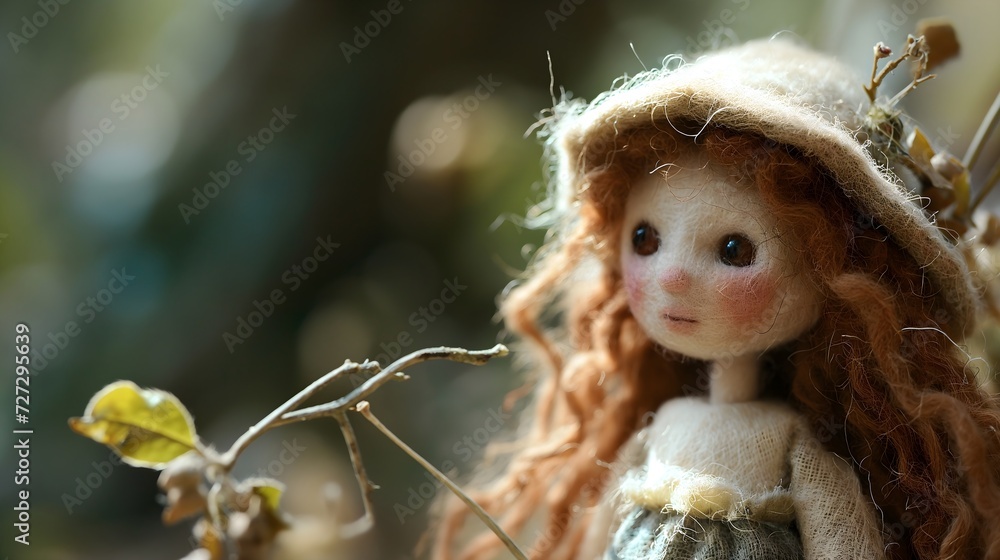 Obraz premium Cute needle felted doll