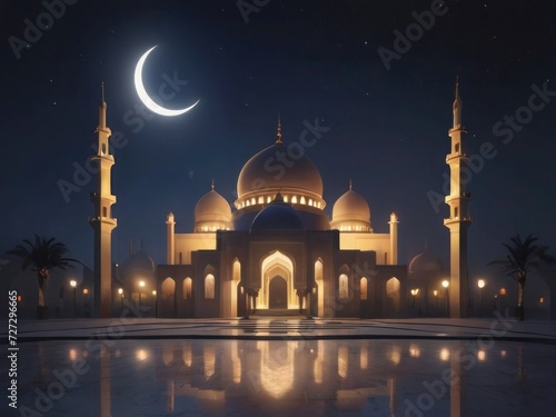 Mosque Silhouette Ramadan Background