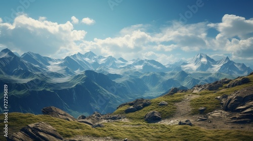 Majestic Mountain Range With Cloudscape