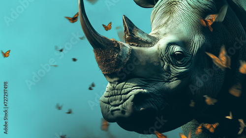 Endangered Rhino with Butterflies for World Wildlife Day