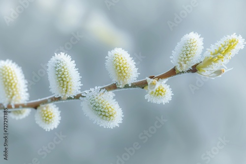 Spring nature background with pussy willow branch