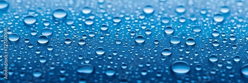 water drops on a blue 