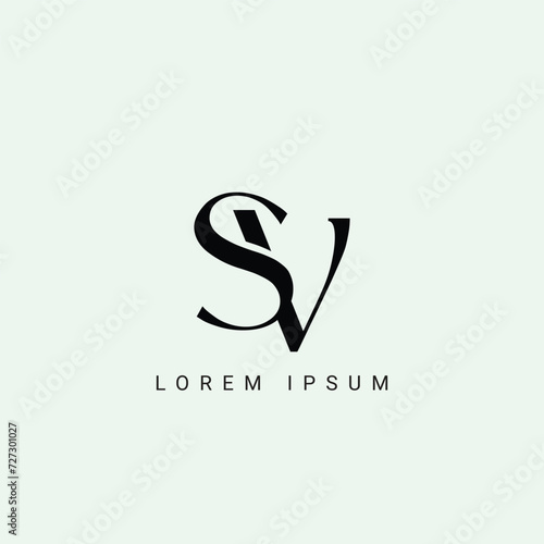 SV letter logo design. SV polygon, circle, triangle, hexagon, flat and simple style with white color variation letter logo set in one artboard. SV minimalist and classic logo. SV