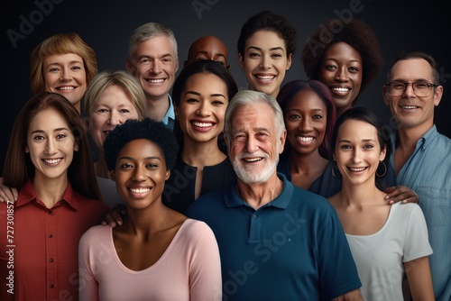 Collage of diverse multi-ethnic and different ages people 