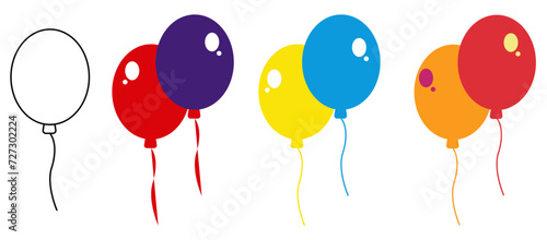 Balloons icon vector set isolated ontransparent background. Flying ballon with rope best for Birthday and party.