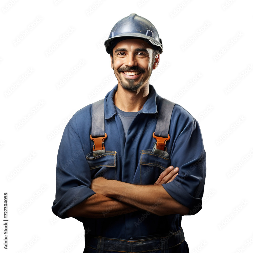 Mechanic Proudly Standing with Arms Crossed: Transparent Background Image Mechanic Proudly Standing with Arms Crossed: Transparent Background Image