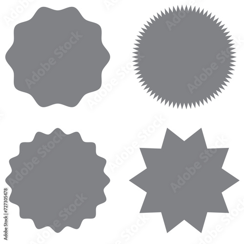 Set of vector starburst, sunburst badges. Different color. Simple flat style Vintage labels. Colored stickers.