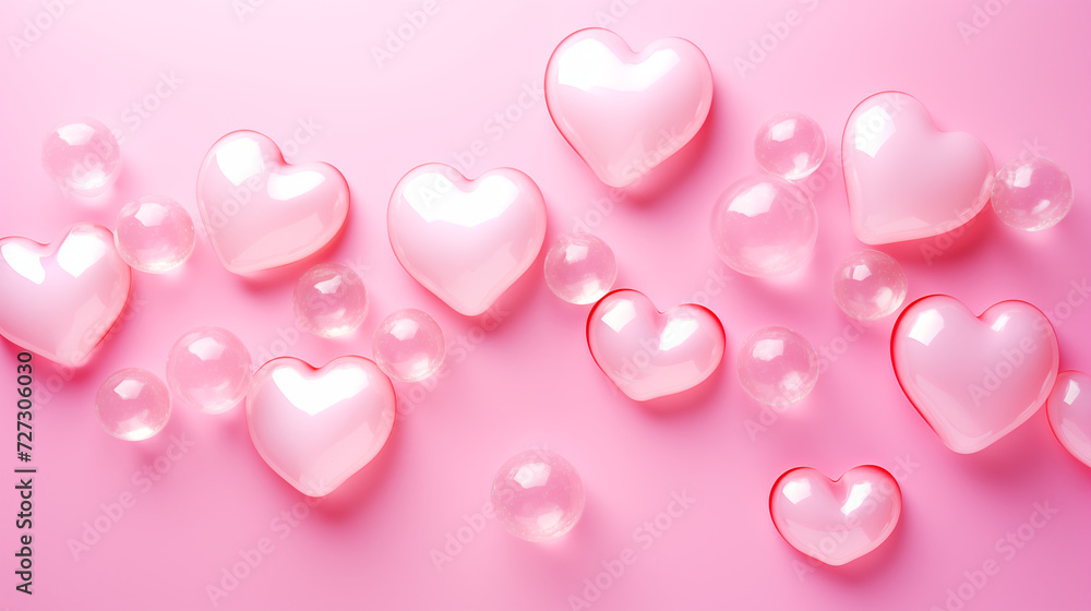 soap bubble in the shape of a heart on a pink background