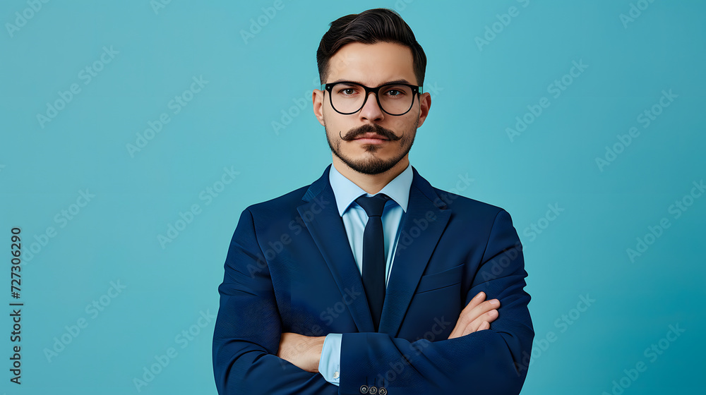 Bold and Stylish: Smiling Man in Contemporary Blue Colored Suit Bold and Stylish: Smiling Man in Contemporary Blue Colored Suit