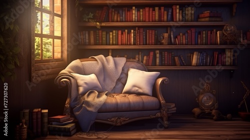 A Room With a Couch, Bookshelf, and a Window