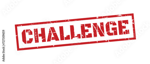 Challenge stamp grunge red on white background. Print vector design.