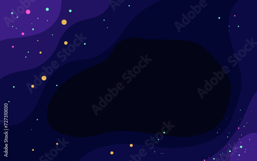 Vector space background . Cute flat style template with Stars in Outer space