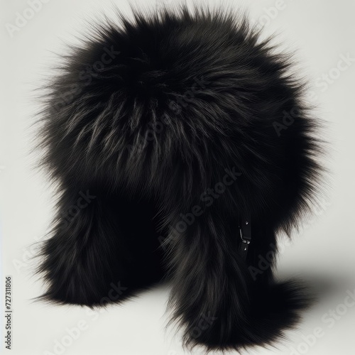 black fur cap on white 