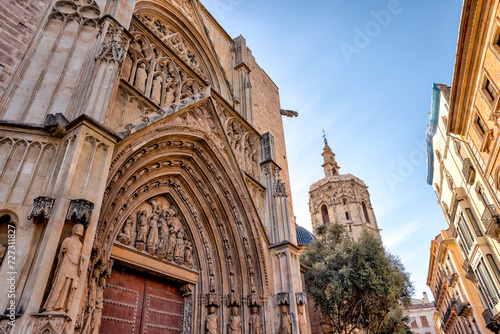 Valencia, Spain - January 1, 2024: The Valencia Cathedral and Miguelete of Valencia, Spain
 photo