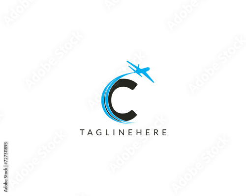 Creative Modern Letter C tour and travel logo design vector Illustration.