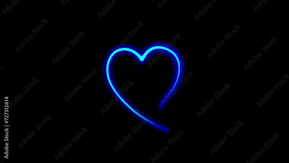 Animation of drawn blue heart with glowing effect. Concept of love, volunteering, donation. Vector illustration isolated on black background. love Animation of drawn blue heart with glowing effect. Concept of love, volunteering, donation. Vector illustration isolated on black background. love