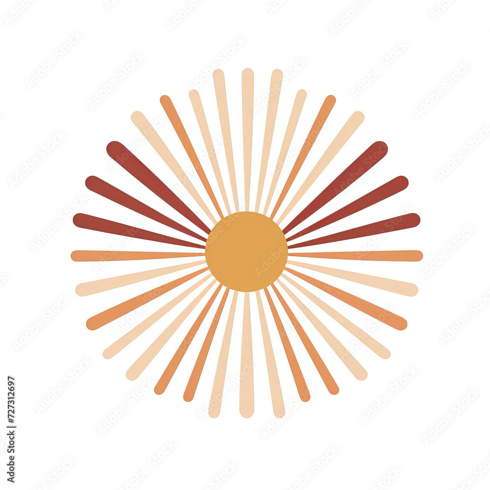 sun rays symbol, logo in boho style. Minimalistic illustration in earth tones sun rays symbol, logo in boho style. Minimalistic illustration in earth tones