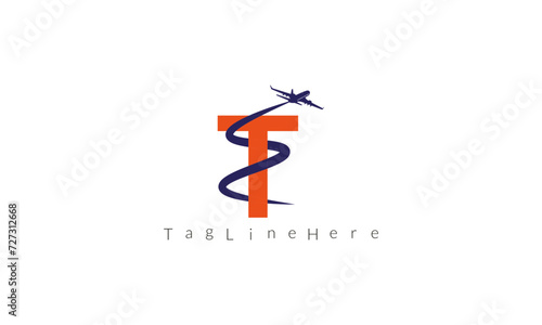 Creative Modern Letter T tour and travel logo design vector Illustration.