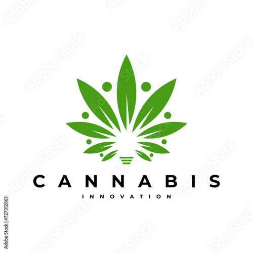 CANNABIS INNOVATION LIGHT BULB MARIJUANA MEDICINE PARTNER LOGO VECTOR ICON ILLUSTRATION