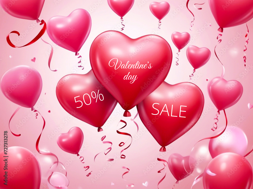 Valentines Day sale discount promotion banner poster advertising design Sale tag text composition