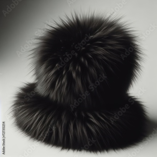black fur cap on white 