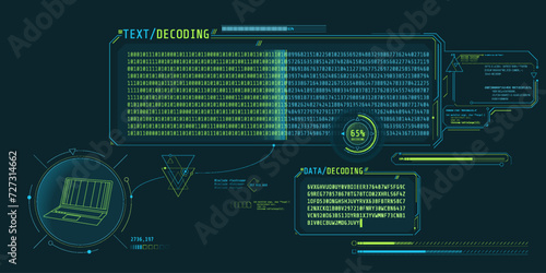 Data decryption screen with text decoding window.