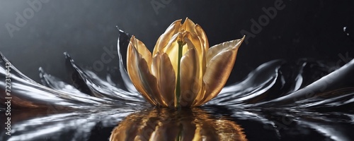 Wallpaper Mural there is a gold flower that is sitting on a black surface Torontodigital.ca