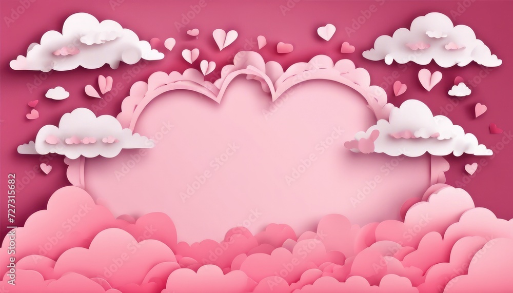 Dreamy paper heart cloudscape love concept