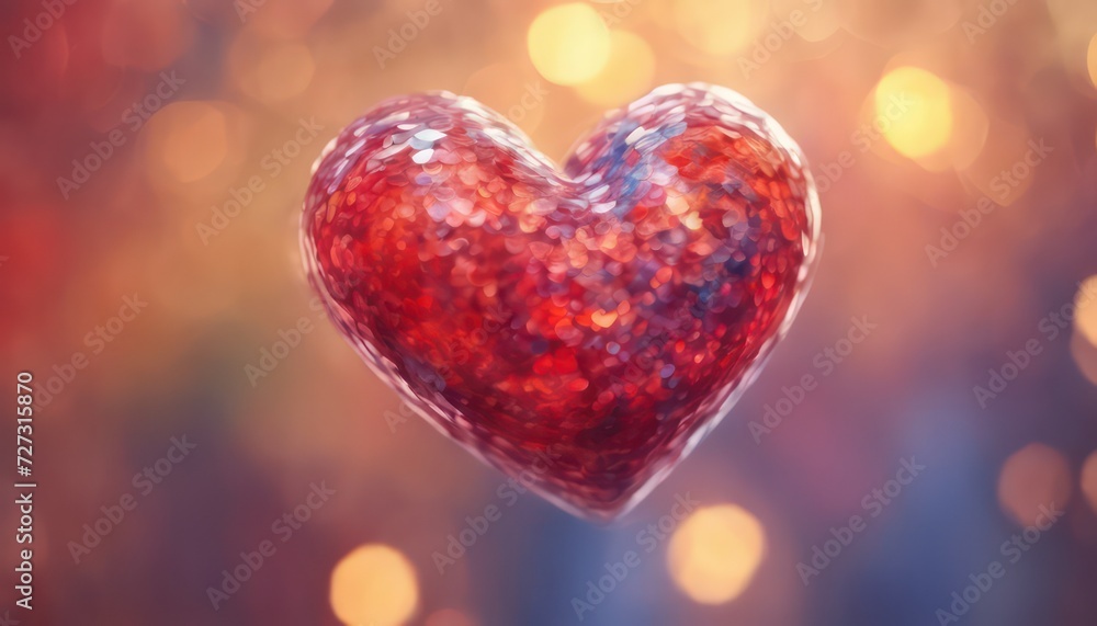 Fototapeta premium Sparkling red heart bokeh background