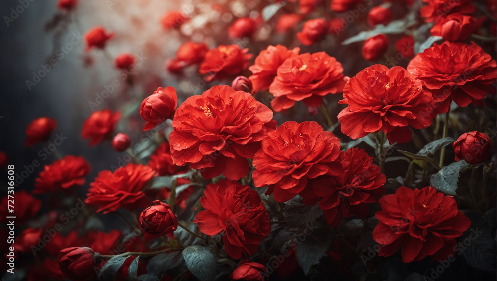 red  flowers background ai image 