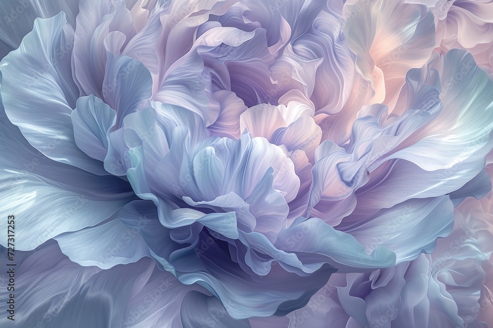 a surreal dreamlike flower with petals that seamlessly blend into an array of soft pastel swirls