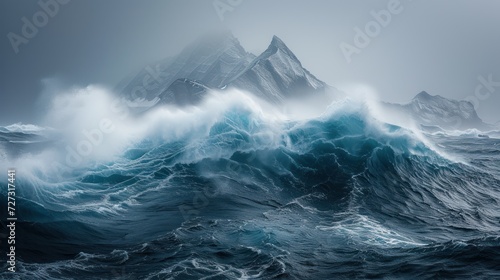 Tableau sur toile High westerly winds whip across the turbulent waters, giving rise to colossal waves