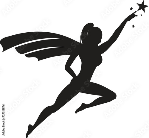 Happy girl flying on colorful wings in blue sky with clouds vector illustration. Cartoon cute free teen character dreaming about freedom and flight like bird, daydream and inspiration concept