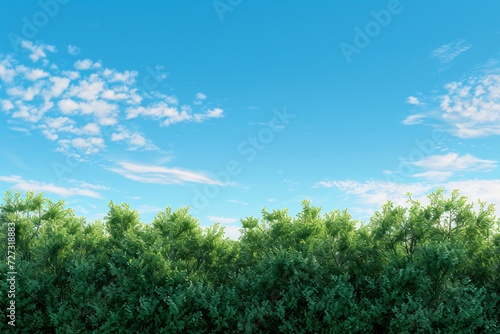 Treeline with colorful blue sky