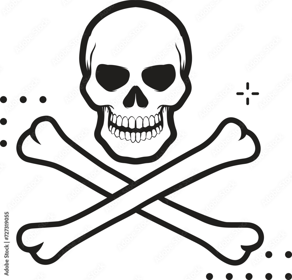 Crossbones and skull death flat vector icon for apps and games Crossbones and skull death flat vector icon for apps and games